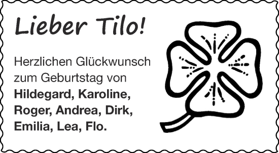 Glückwunschanzeige von Tilo  von Aachener Zeitung