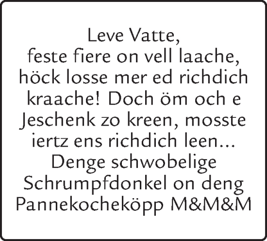 Glückwunschanzeige von Vatte  von Aachener Zeitung