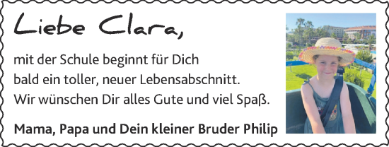 Glückwunschanzeige von Clara  von Zeitung am Sonntag