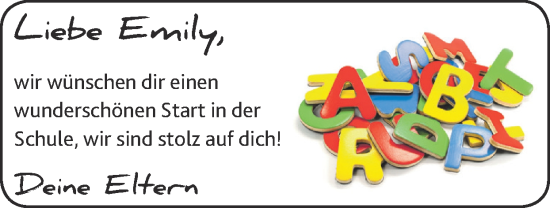 Glückwunschanzeige von Emily  von Zeitung am Sonntag