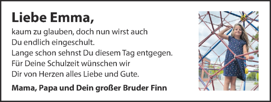 Glückwunschanzeige von Emma  von Zeitung am Sonntag