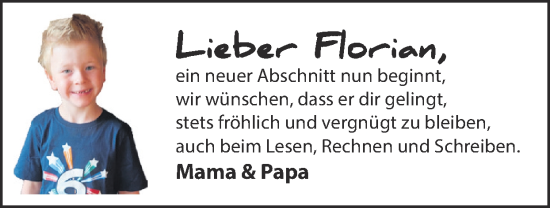 Glückwunschanzeige von Florian  von Zeitung am Sonntag