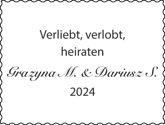 Glückwunschanzeige von Grazyna und Dariusz  von Zeitung am Sonntag
