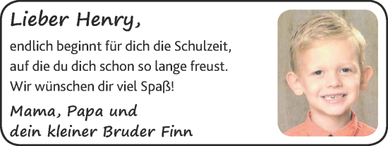 Glückwunschanzeige von Henry  von Zeitung am Sonntag