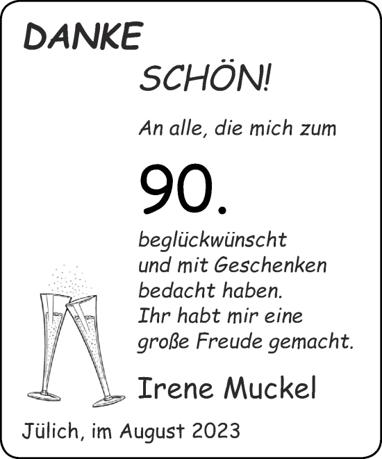 Glückwunschanzeige von Irene  Muckel von Zeitung am Sonntag
