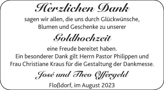 Glückwunschanzeige von José und Theo Offergeld von Aachener Zeitung