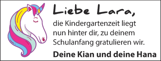 Glückwunschanzeige von Lara  von Zeitung am Sonntag