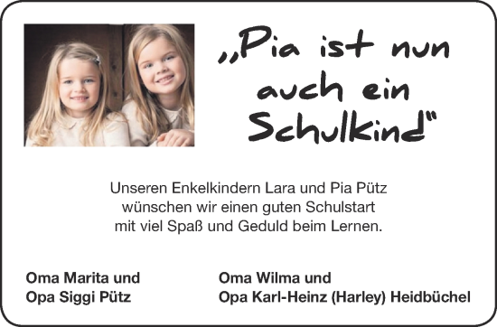 Glückwunschanzeige von Lara und Pia Pütz von Aachener Zeitung
