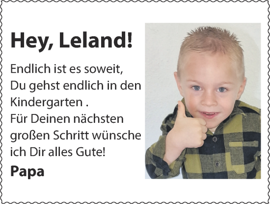 Glückwunschanzeige von Leland  von Zeitung am Sonntag