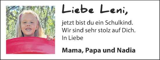 Glückwunschanzeige von Leni  von Zeitung am Sonntag