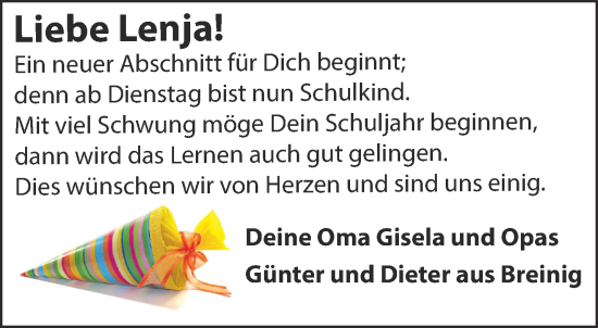 Glückwunschanzeige von Lenja  von Aachener Zeitung