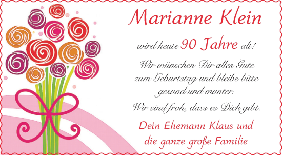 Glückwunschanzeige von Marianne Klein von Aachener Zeitung