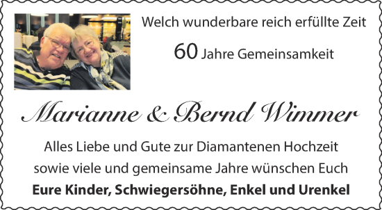 Glückwunschanzeige von Marianne und Bernd Wimmer von Aachener Zeitung