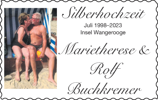 Glückwunschanzeige von Marietherese und Rolf Buchkremer von Zeitung am Sonntag