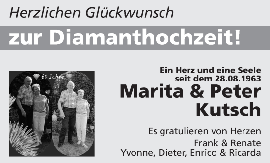Glückwunschanzeige von Marita und Peter Kutsch von Aachener Zeitung