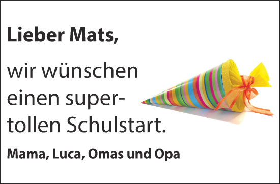 Glückwunschanzeige von Mats  von Aachener Zeitung