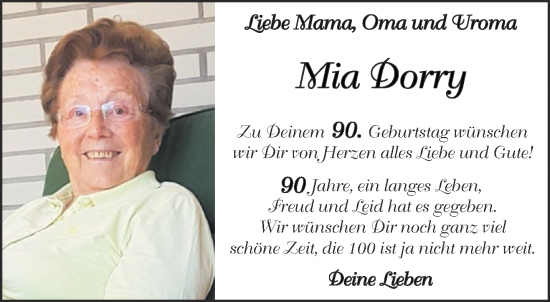 Glückwunschanzeige von Mia Dorry  von Aachener Zeitung