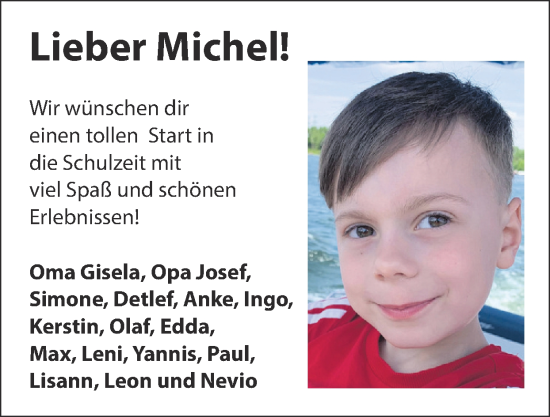Glückwunschanzeige von Michel  von Zeitung am Sonntag