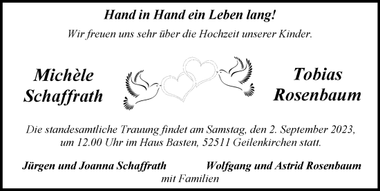 Glückwunschanzeige von Michele und Tobias  von Zeitung am Sonntag
