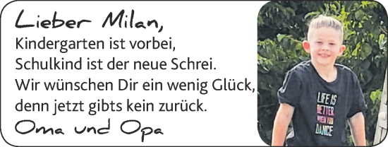 Glückwunschanzeige von Milan  von Zeitung am Sonntag