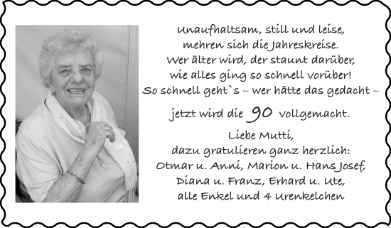 Glückwunschanzeige von Mutti  von Zeitung am Sonntag