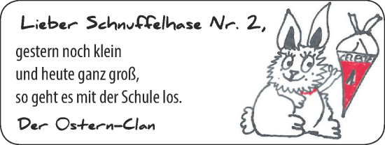 Glückwunschanzeige von Schnuffelhase  von Zeitung am Sonntag