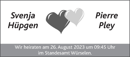 Glückwunschanzeige von Svenja und Pierre  von Zeitung am Sonntag