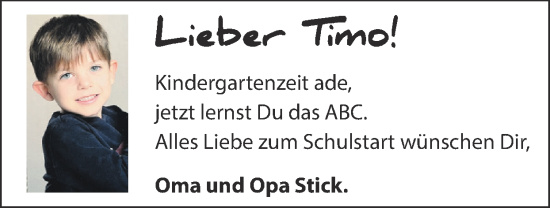 Glückwunschanzeige von Timo  von Zeitung am Sonntag