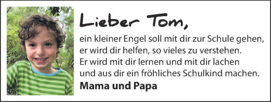 Glückwunschanzeige von Tom  von Zeitung am Sonntag