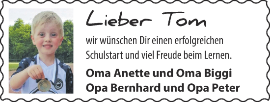 Glückwunschanzeige von Tom  von Zeitung am Sonntag