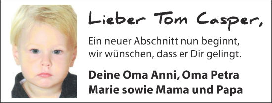 Glückwunschanzeige von Tom Casper  von Zeitung am Sonntag