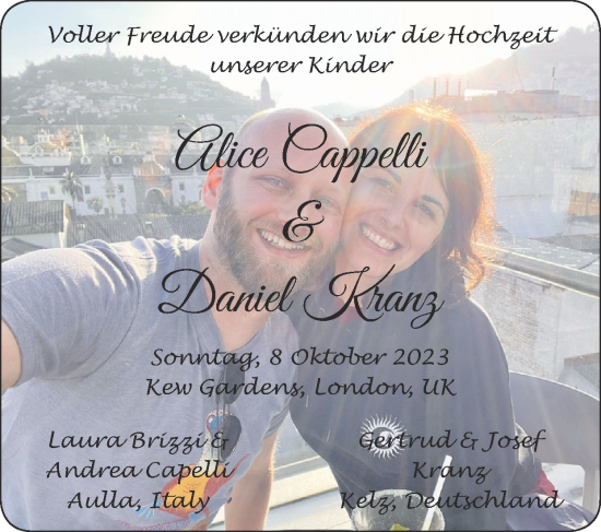 Glückwunschanzeige von Alice und Daniel  von Zeitung am Sonntag