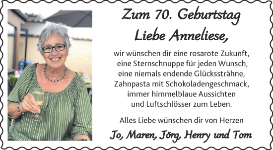 Glückwunschanzeige von Anneliese,  von Aachener Zeitung