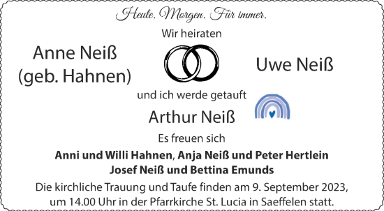 Glückwunschanzeige von Anne und Uwe Neiß von Aachener Zeitung
