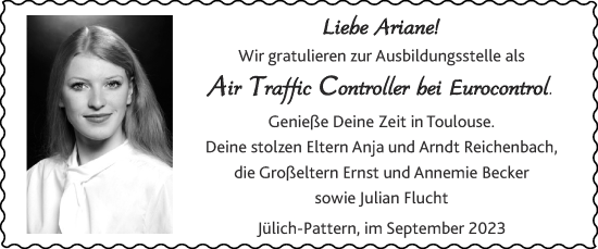 Glückwunschanzeige von Ariane  von Zeitung am Sonntag