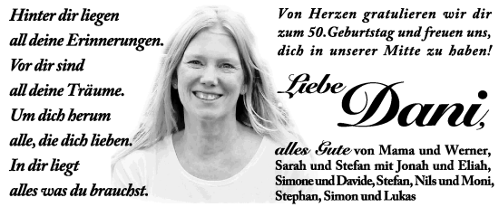 Glückwunschanzeige von Dani  von Zeitung am Sonntag
