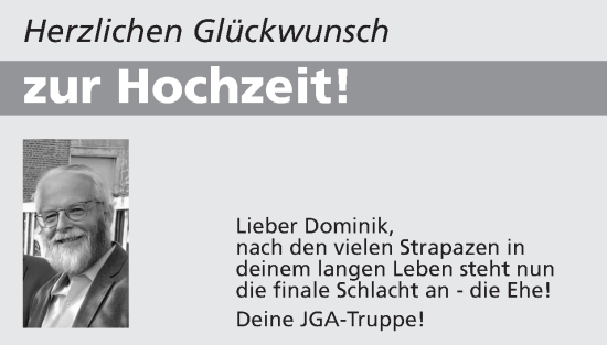 Glückwunschanzeige von Dominik  von Zeitung am Sonntag