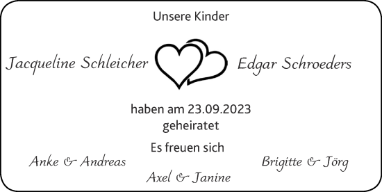 Glückwunschanzeige von Jacqueline und Edgar  von Zeitung am Sonntag