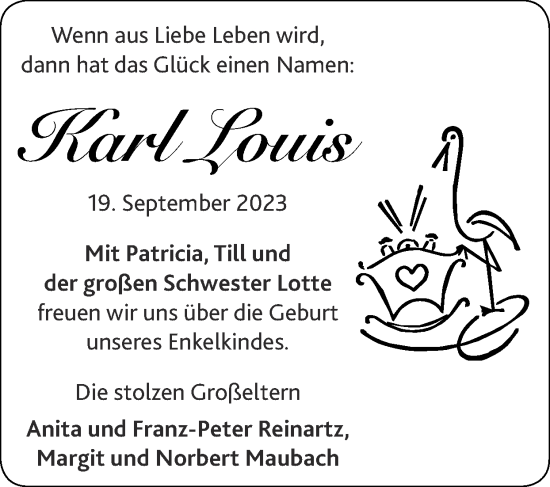 Glückwunschanzeige von Karl Louis  von Zeitung am Sonntag