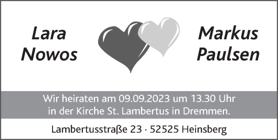 Glückwunschanzeige von Lara und Markus  von Zeitung am Sonntag