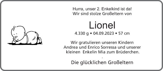 Glückwunschanzeige von Lionel Sorressa von Aachener Zeitung