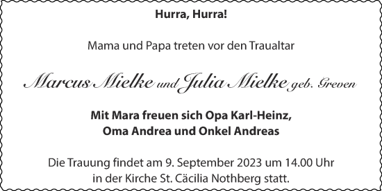 Glückwunschanzeige von Marcus und Julia Mielke von Zeitung am Sonntag