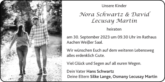 Glückwunschanzeige von Nora und David  von Zeitung am Sonntag
