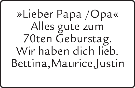 Glückwunschanzeige von Papa  von Zeitung am Sonntag