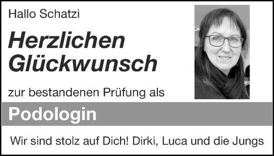 Glückwunschanzeige von Schatzi  von Zeitung am Sonntag