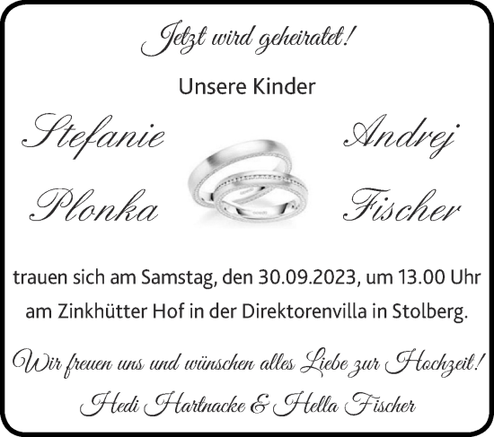 Glückwunschanzeige von Stefanie und Andrej  von Zeitung am Sonntag