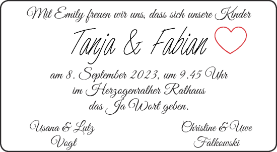 Glückwunschanzeige von Tanja und Fabian  von Aachener Zeitung