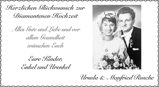 Glückwunschanzeige von Ursula & Manfried Rusche von Aachener Zeitung