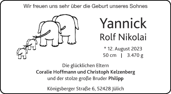 Glückwunschanzeige von Yannick Rolf Nikolai von Aachener Zeitung