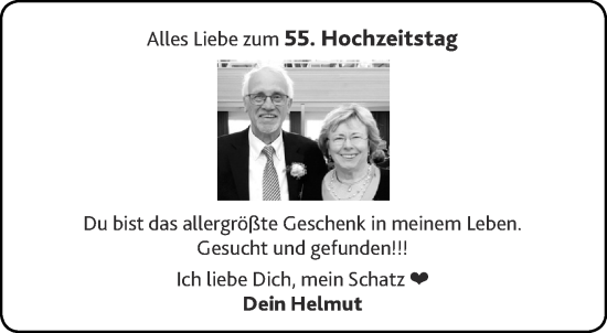 Glückwunschanzeige von 55. Hochzeitstag  von Aachener Zeitung
